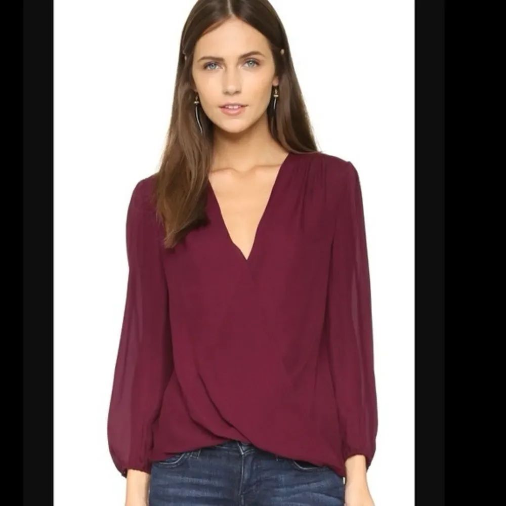 Elegant Burgundy V-Neck Blouse